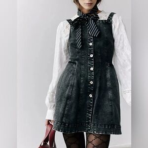 Free People Black Wash Denim Dress Size Small